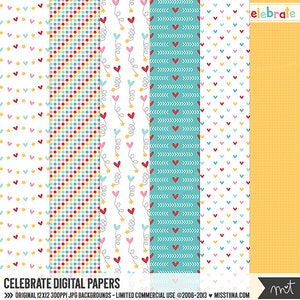 Comemore os papéis digitais - 6 padrões para scrapbooking, cartões, convites, imprimíveis e muito mais - download instantâneo - CU OK