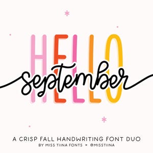 Duo de polices MTF Hello September - police manuscrite, police Silhouette, police Cricut, police cursive, polices Monoline Procreate modernes