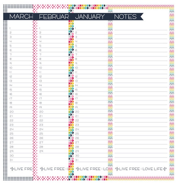 Live Free : Love Life Perpetual Calendar Digital Templates Instant Download  Limited Commercial Use Ok - Etsy