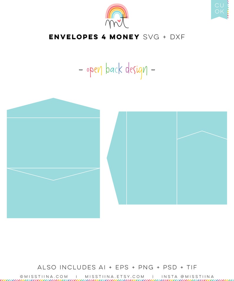 Envelopes 4 Money Bill Coin Holders SVG DXF Digital Die Etsy