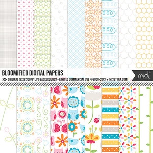 Papéis digitais Bloomified - 18 padrões para scrapbooking, cartões, convites, imprimíveis e muito mais - download instantâneo - CU OK