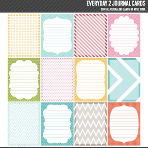 Everyday 2 Digital Journal Cards - 3x4 project life inspired printable scrapbooking journaling note cards  - instant download - CU OK
