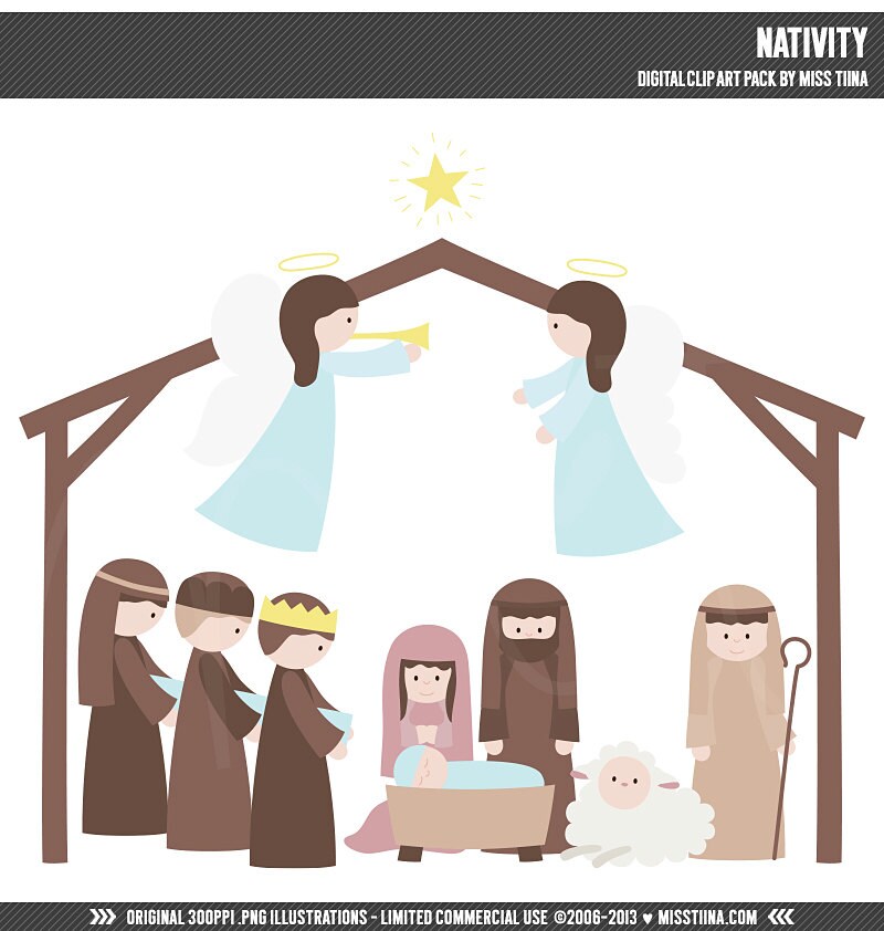 Christmas Nativity Digital Clipart Clip Art Illustrations | Etsy