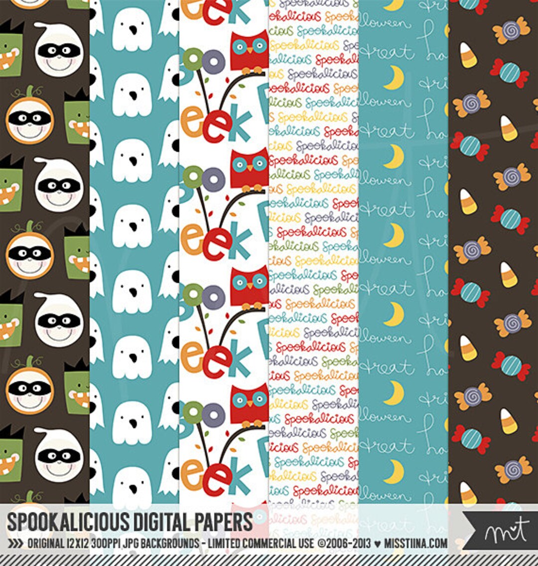Spookalicious Halloween Digital Papers - 6 Background Patterns for ...