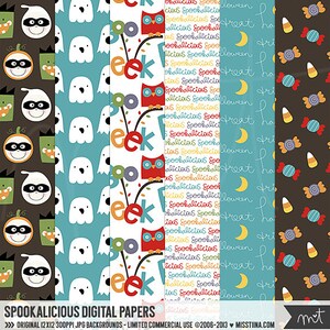 Spookalicious Halloween Digital Papers - 6 padrões de fundo para scrapbooking, cartões, convites, imprimíveis CU OK