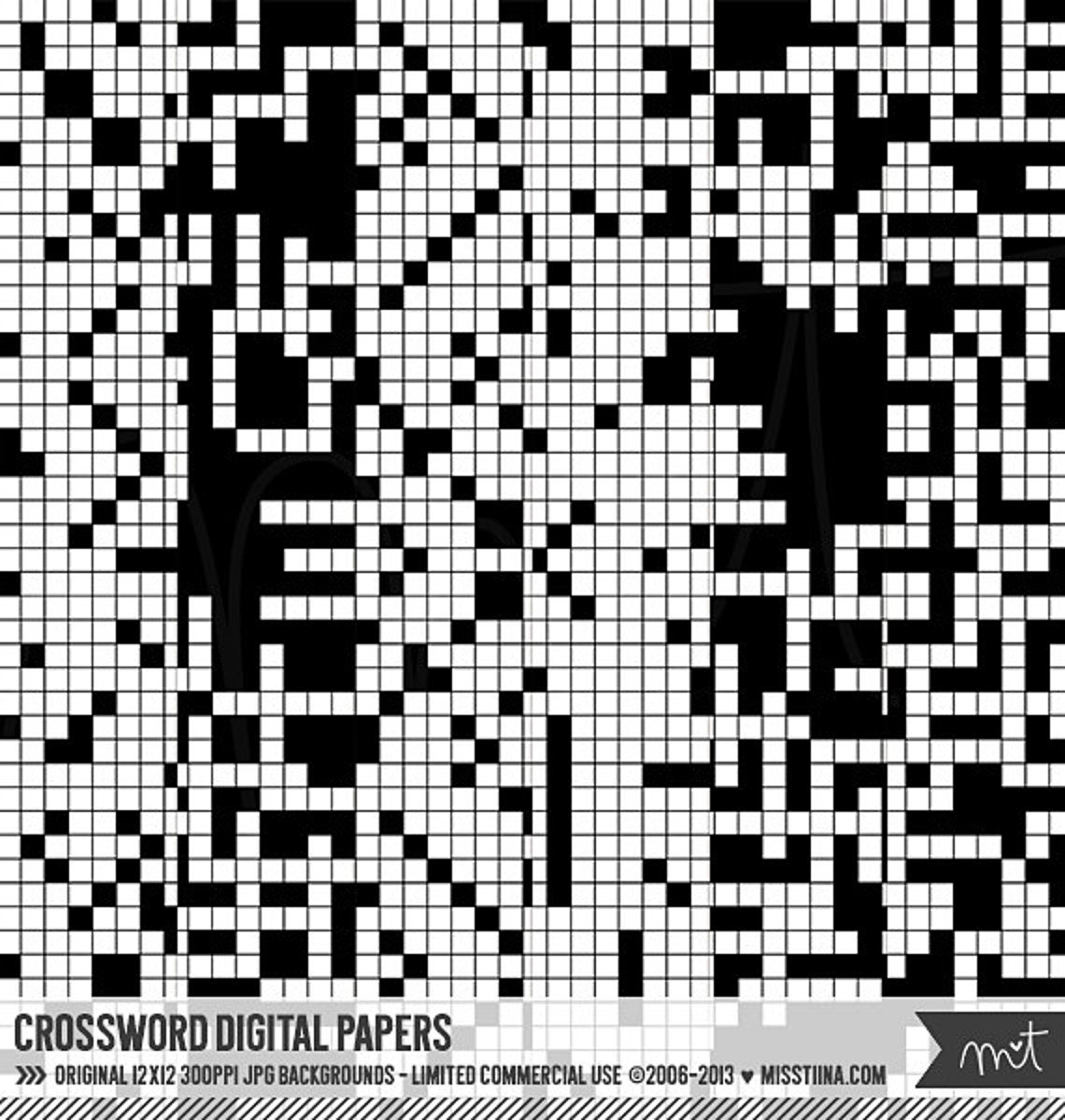 Crossword Digital Papers 6 Patterns for Scrapbooking Cards Etsy