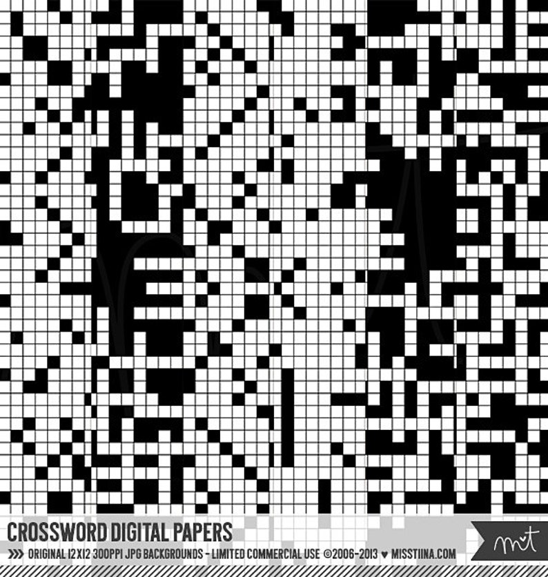 Crossword Digital Papers 6 patterns for scrapbooking, cards, invitations, printables and more instant download CU OK image 1