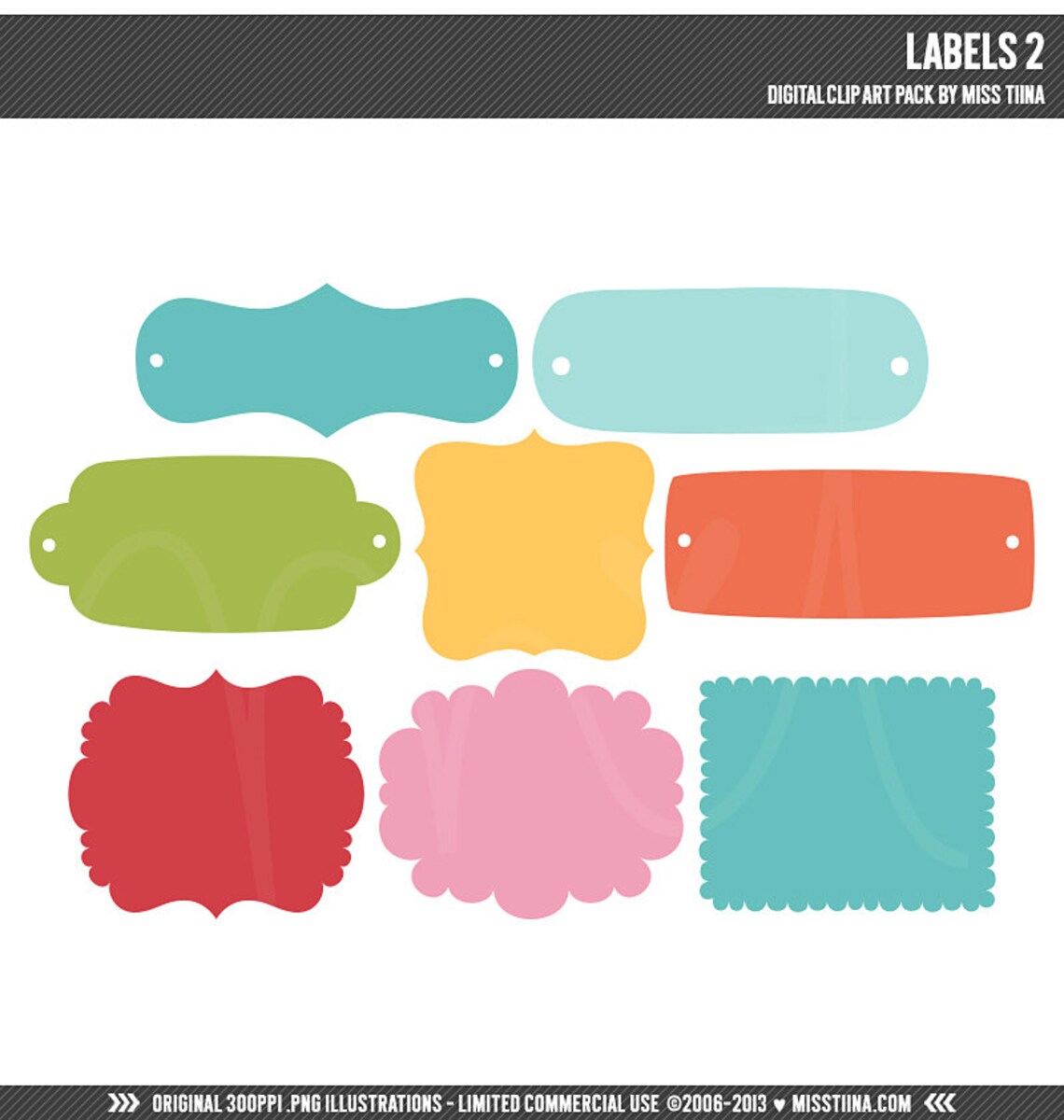 Labels 2 Digital Clipart Clip Art Illustrations Instant | Etsy