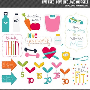 Live Free : Love Life Love Yourself Digital Clipart Clip Art Illustrations - instant download - limited commercial use ok