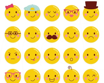 Cheeky Faces Digital Clipart Clip Art Illustrations emojis - instant download - limited commercial use ok
