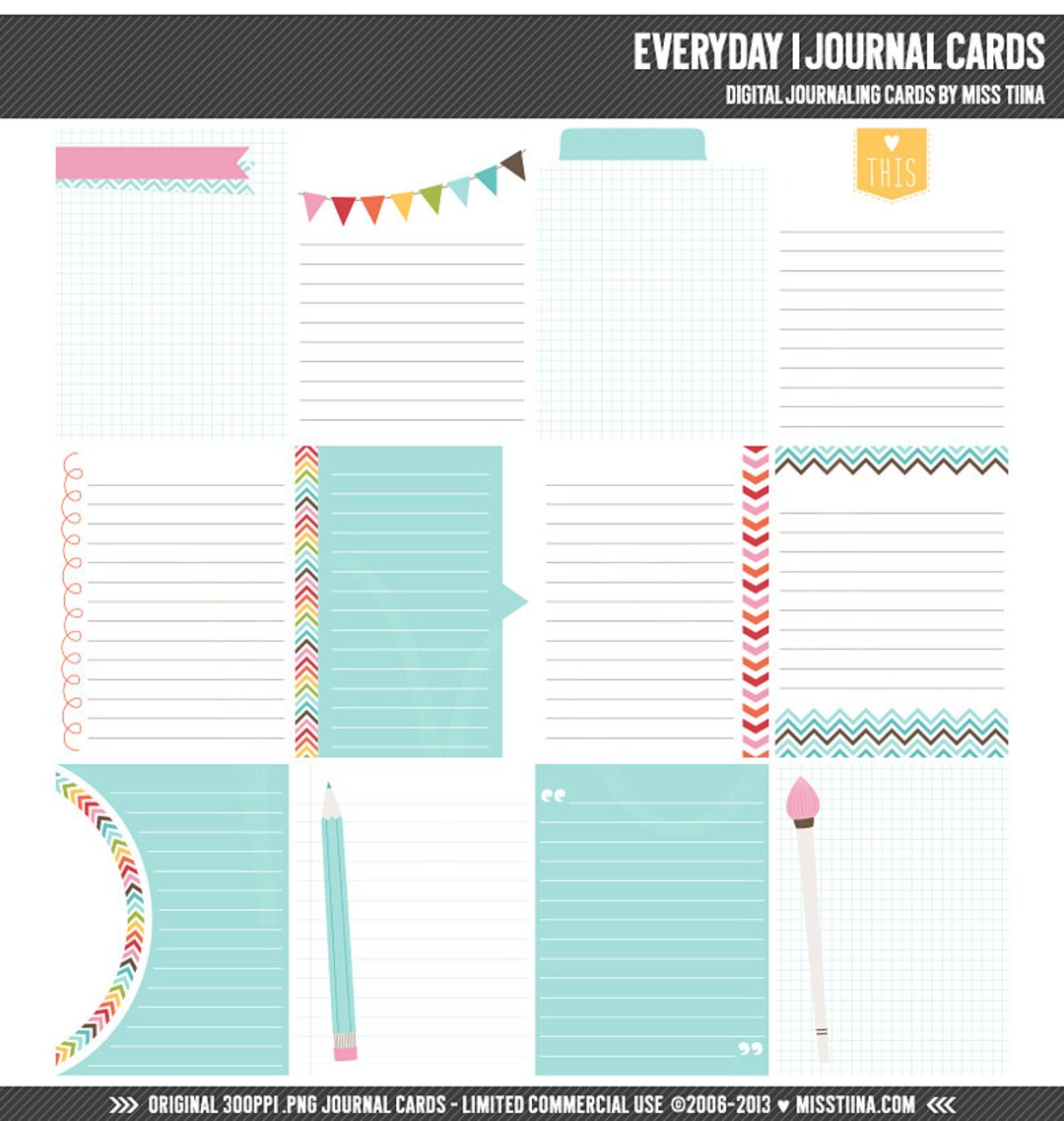 Everyday 1 Digital Journal Cards - 3x4 Project Life Inspired Printable ...