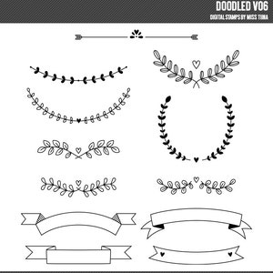Doodled Vo6 Digital Stamps Clipart Clip Art Ilustrações - download instantâneo - uso comercial limitado ok