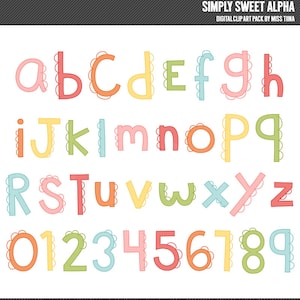 Simply Sweet Pastel Rainbow Alphabet Digital Clip Art Ilustrações - download instantâneo - uso comercial limitado ok