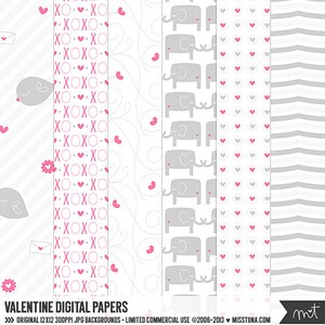 Valentine Digital Papers - 6 padrões para scrapbooking, cartões, convites, imprimíveis e muito mais - download instantâneo - CU OK