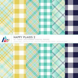 Happy Plaids 2 Digital Papers - 12 patterns for scrapbooking, cards, invitations, printables and more - instant download - CU OK