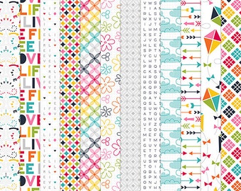 Live Free : Love Life No3 Digital Papers - 12 patterns for scrapbooking, cards, invitations, printables - CU OK