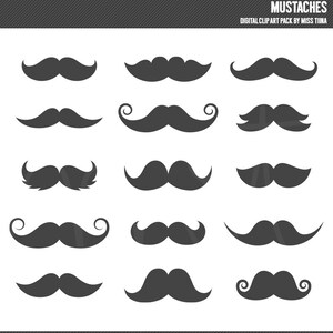 Ilustrações de clipart digital de bigodes - download instantâneo - uso comercial limitado ok