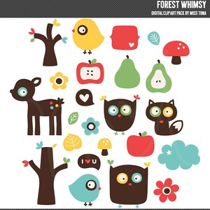 Forest Whimsy Digital Clipart Clip Art Illustrations - instant download - limited commercial use ok