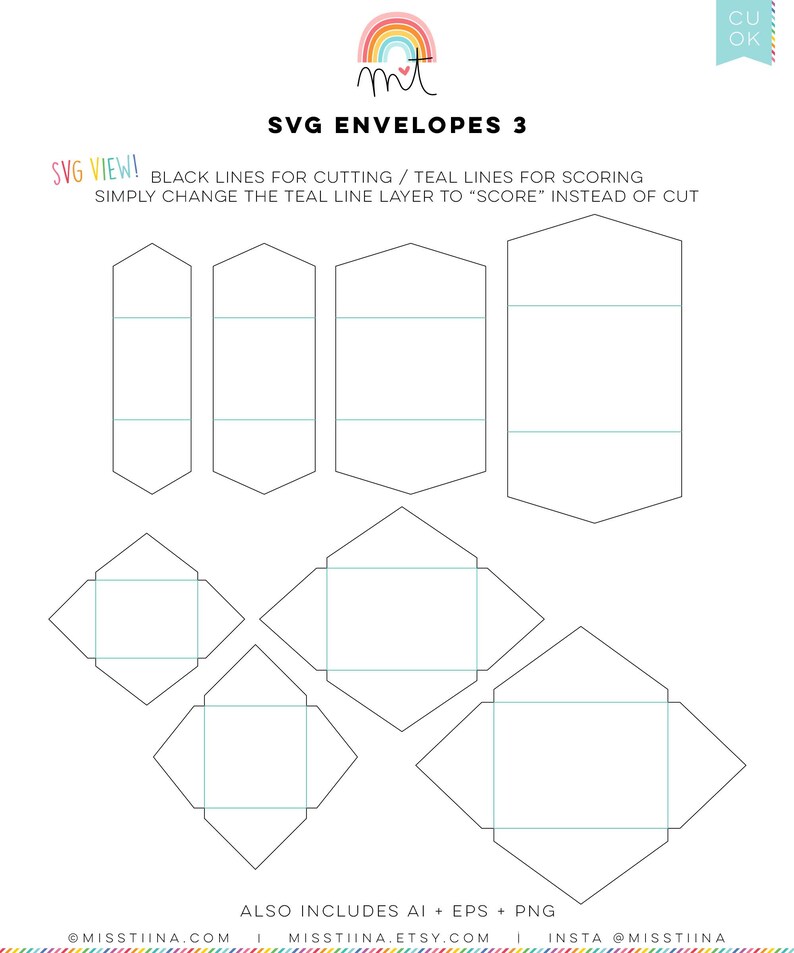 Envelopes 3 SVG Digital Die Cutting Files With Liners Cards Etsy