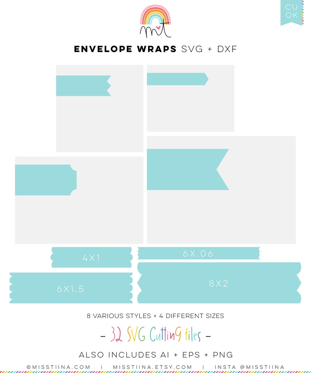 Envelope Wraps Labels SVG DXF Digital Die Cutting Files + Printable ...