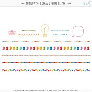 Rainbowish Extras Digital Clipart Clip Art Ilustrações - download instantâneo - uso comercial limitado ok