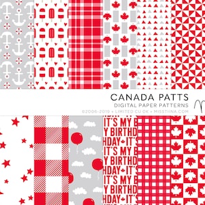 Canada Digital Papers - 16 padrões para scrapbooking, cartões, convites, imprimíveis e muito mais - CU OK
