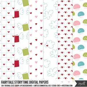 Papéis digitais Fairytale Storytime - 6 padrões para scrapbooking, cartões, convites, imprimíveis e muito mais - download instantâneo - CU OK