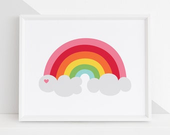 Rainbow DIY Digital Wall Art Prints Printables - baby kids nursery bedroom playroom decor PDF JPG 5 sizes + Portrait and Landscape