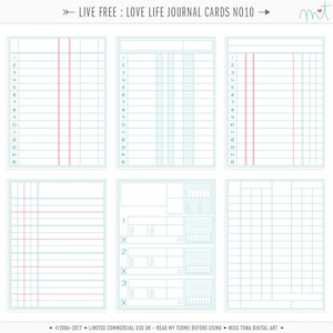 Live Free: Love Life 10 cartões de diário digital - 3x4 4x6 projeto life pocket scrapbooking diário cartões de nota - download instantâneo - CU OK