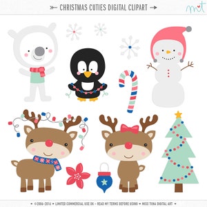 Christmas Cuties Digital Clipart Clip Art Illustrations - instant download - limited commercial use ok