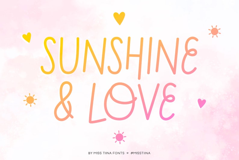 MTF Sunshine & Love Miss Tiina Fonts Cute Hand-drawn Font limited commercial use ok image 1