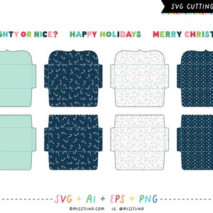 Briefumschläge - Weihnachten GeldScheinhalter SVG Digitale Stanzteile Vorlagen druckbar drucken und schneiden Bargeld nahtlos + 2 Bonusartikel