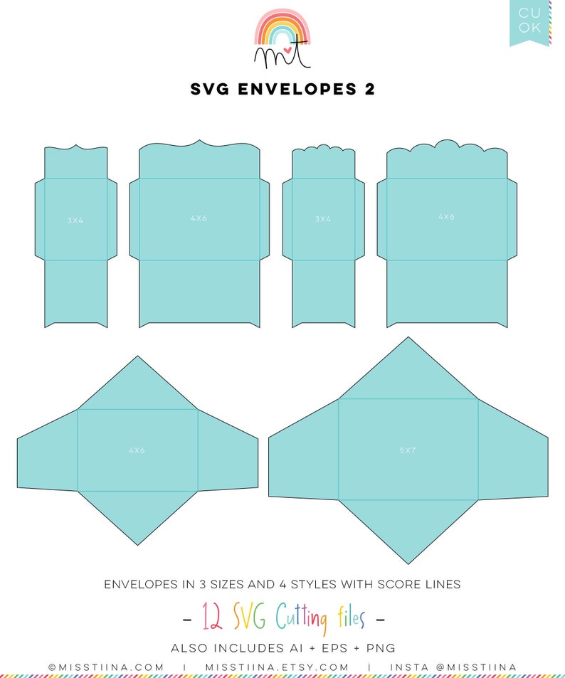 Envelopes 2 SVG Digital Die Cutting Files With Liners Cards Etsy