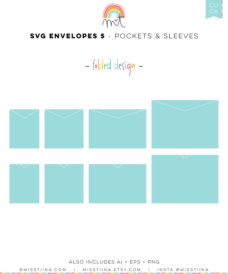 Envelopes 5 Pockets Sleeves SVG Digital Die Cutting Files Etsy