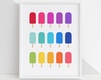 Rainbow Popsicles DIY Digital Wall Art Prints Printables - baby kids nursery bedroom playroom PDF JPG 4x6 5x7 8x10 8.5x11 11x14 16x20 24x36
