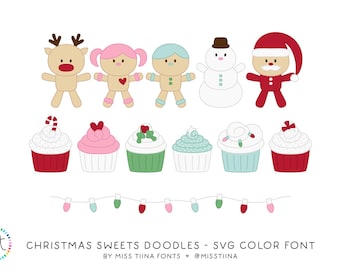 MTF Christmas Sweets Doodles - SVG Color Dingbat Font - Miss Tiina Fonts