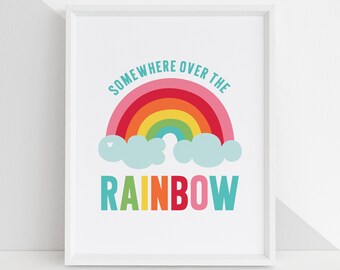 Somewhere Over the Rainbow DIY Digital Wall Art Prints Printables - baby kids nursery bedroom playroom decor PDF JPG 5 sizes