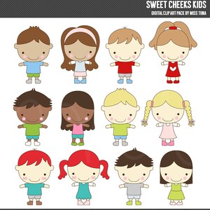 Sweet Cheeks Kids Digital Clip Art Illustrations - instant download - limited commercial use ok