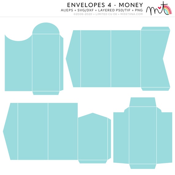 Download Envelopes 4 Money Bill Holders Svg Dxf Digital Dies Ai Eps Etsy