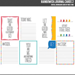 Rainbowish 2 Digital Journal Cards - 3x4 project life inspired scrapbooking journaling note cards  - instant download - CU OK