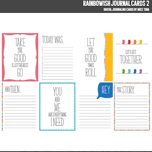 Rainbowish 2 Digital Journal Cards - 3x4 project life inspired scrapbooking journaling note cards  - instant download - CU OK