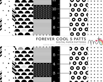 Forever Cool 5 Digital Papers - 6 patterns for scrapbooking, cards, invitations, printables and more - CU OK