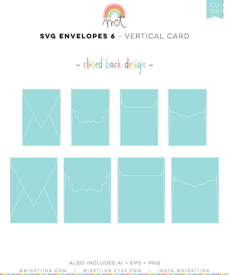 Envelopes 6 Vertical Card SVG Digital Die Cutting files with liners cards templates card making wedding birthday invitations printables image 3