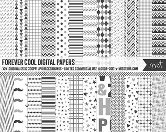 Forever Cool Digital Papers - 24 patterns for scrapbooking, cards, invitations, printables and more - instant download - CU OK