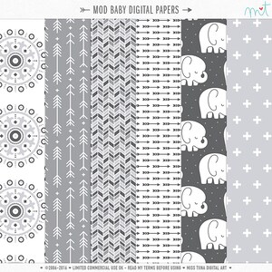 Mod Baby Digital Papers - 6 padrões para scrapbooking, cartões, convites, imprimíveis e muito mais - download instantâneo - CU OK