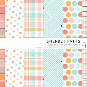 Sherbet Digital Papers - 6 padrões para scrapbooking, cartões, convites, imprimíveis e muito mais - CU OK