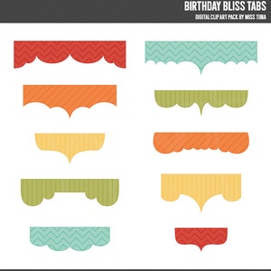 Birthday Bliss Tabs Digital Clipart Clip Art Illustrations - instant download - limited commercial use ok