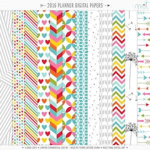 Planner Digital Papers - 12 padrões para scrapbooking, cartões, convites, imprimíveis e muito mais - download instantâneo - CU OK