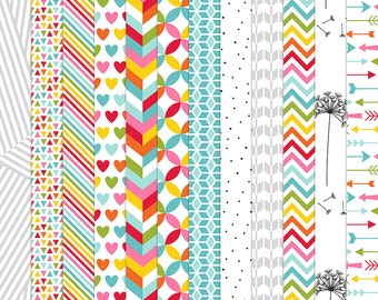 Planner Digital Papers - 12 patterns for scrapbooking, cards, invitations, printables and more - instant download - CU OK