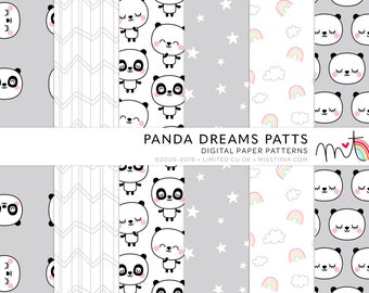 Panda Dreams Digital Papers - 6 patterns for scrapbooking, cards, invitations, printables and more - CU OK